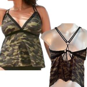 Swimsuits For All LOOP STRAP CAMOUFLAGE TANKINI TOP (top only) in Size 22